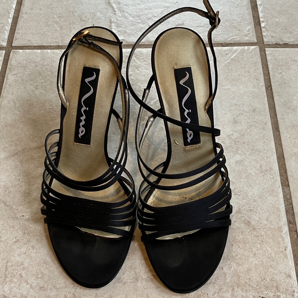 Nina Elegant Black Strappy Heels